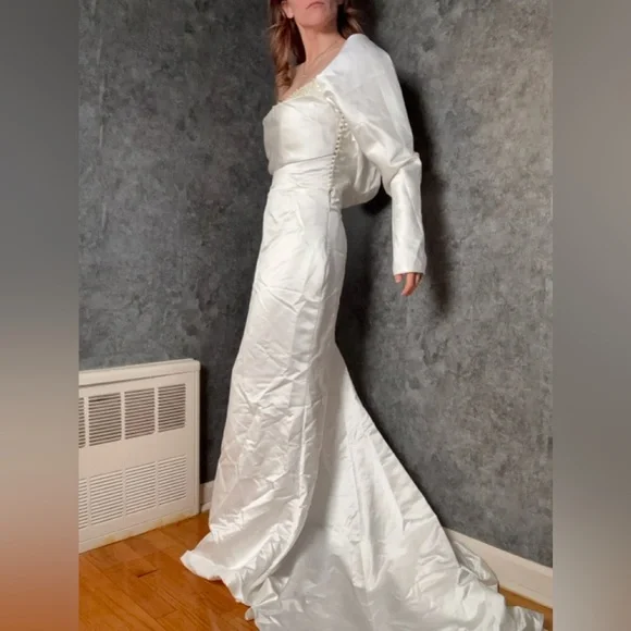 NWT - Missacc Satin Wedding Dress / Pearl Bodice Bridal Gown